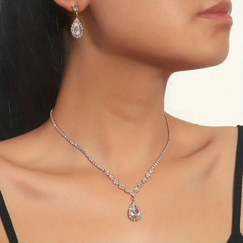 3-teiliges Schmuckset - versilbert mit Zirkonia Diamanten