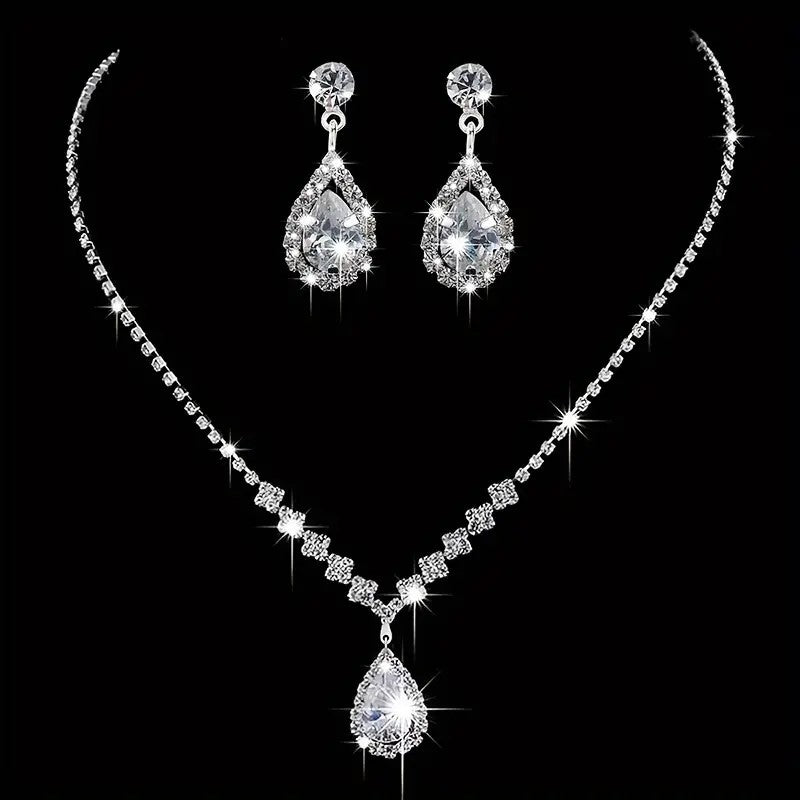 3-teiliges Schmuckset - versilbert mit Zirkonia Diamanten