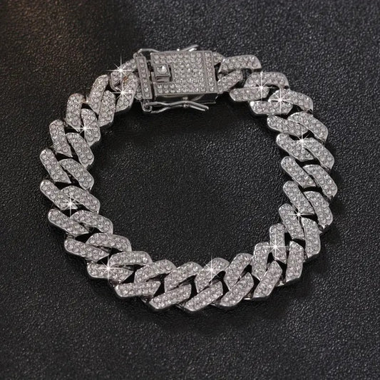 Kubanisches Armband – Cuban Link 20cm - versilbert